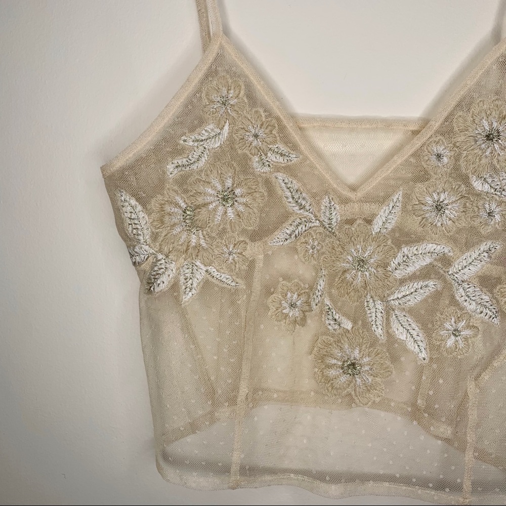 Hand Embroidered Sheer Camisole